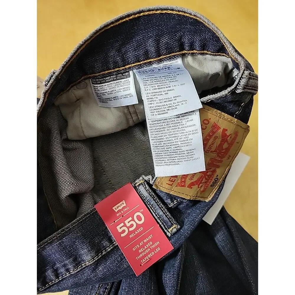 Mens Levi's 550 Relaxed Fit Straight Blue Denim Jeans Size 50 x 34